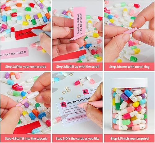 Miniatura 20 de Regalos para relaciones a larga distancia – (60 unidades) cápsulas de mensajes de amor preescritas en una botella de plástico, bonitos regalos
