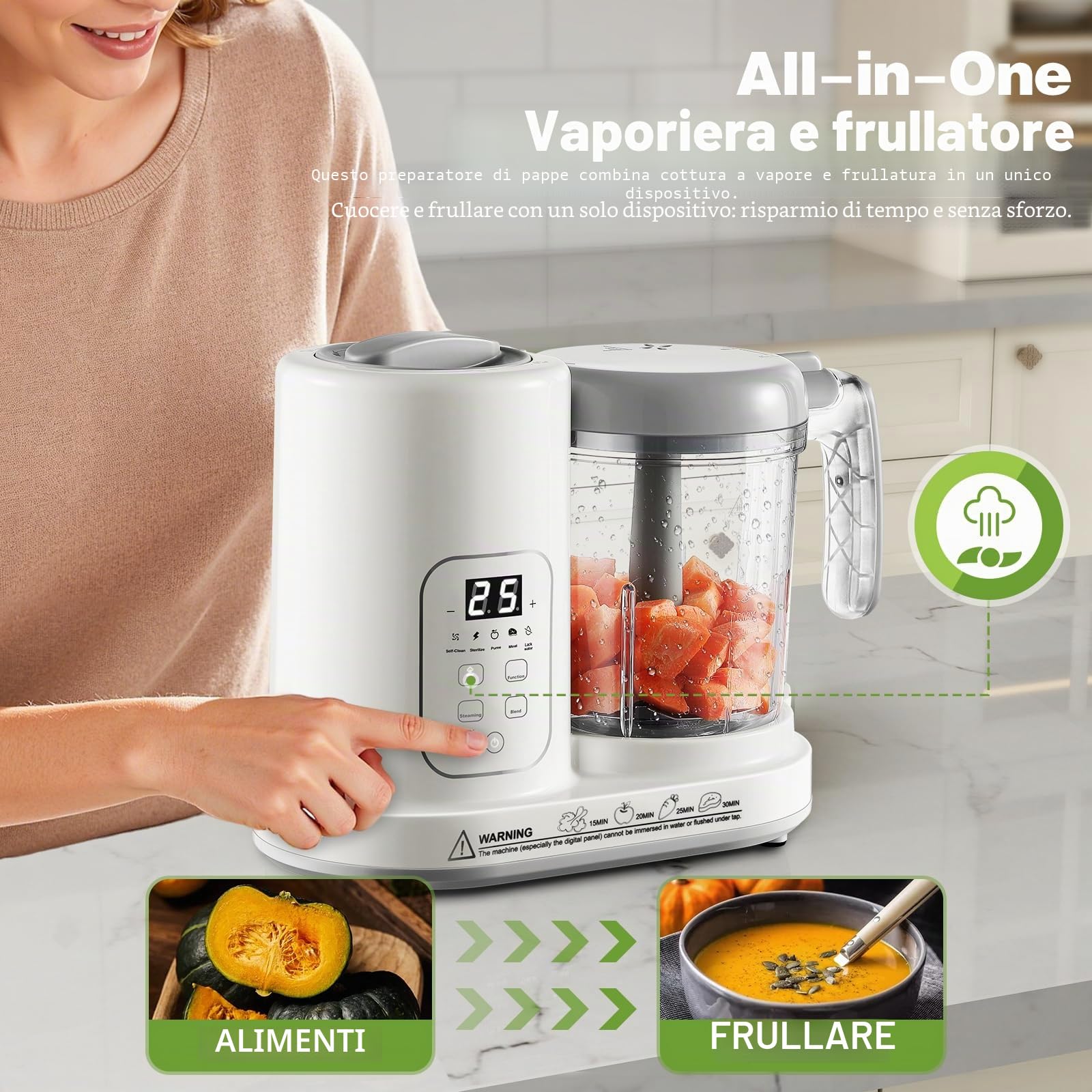 TopStrong Omogeneizzatore per Neonati Baby Food Maker Vapore Mixer Pulizia Automatica Riscalda Scongela