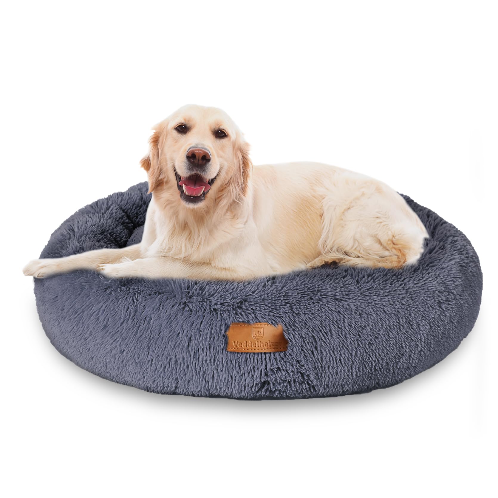 Veddelholzer Ø 60 cm (S) Dunkelgrau Hundebett Katzenbett Hundekissen Hundebetten in mehreren Größen Hundebett große mittelgroße kleine Hunde waschbar in hellgrau und dunkelgrau für alle Hunde & Katzen