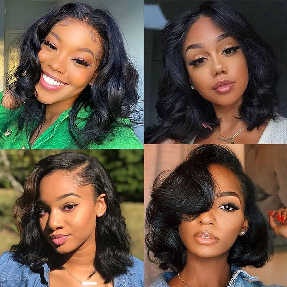 Xagujpo Wear and Go Glueless Wigs Human Hair Body Wave V Part Wigs for Black Women Upgrade U Part Human Hair Wig No Leave Out No Sew In Full Head Clip In Half Wig 180% Density Natural Color (14 inch)