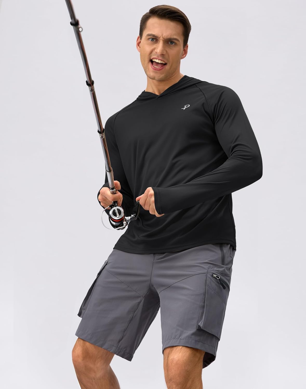 Pudolla Men's Sun Protection Hoodie Shirts UPF 50+ Rash Guard SPF Long Sleeve Fishing Shirt for Men Swim Hiking Boating - Image 3