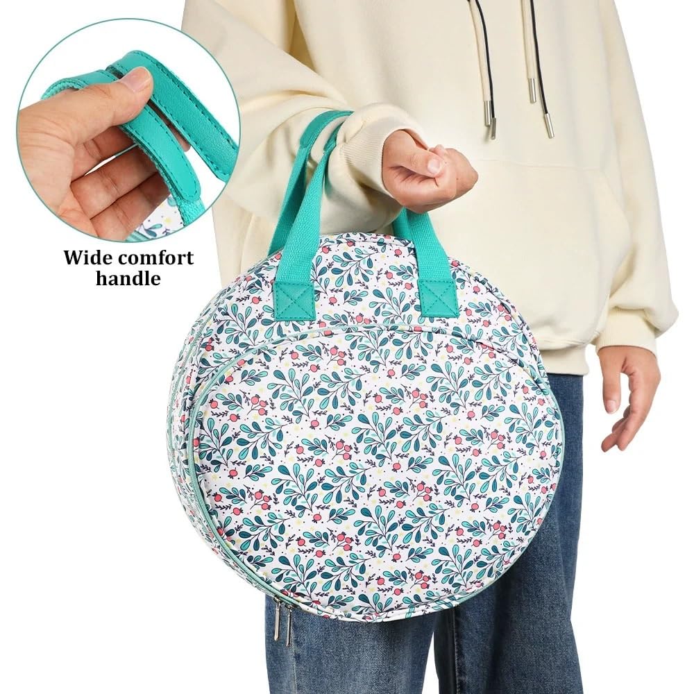 Bolsa organizadora para kit de bordado, almacenamiento de manualidades Oxford multicapa para hilos de punto de cruz, suministros de costura y herramientas de costura (hojas azules)