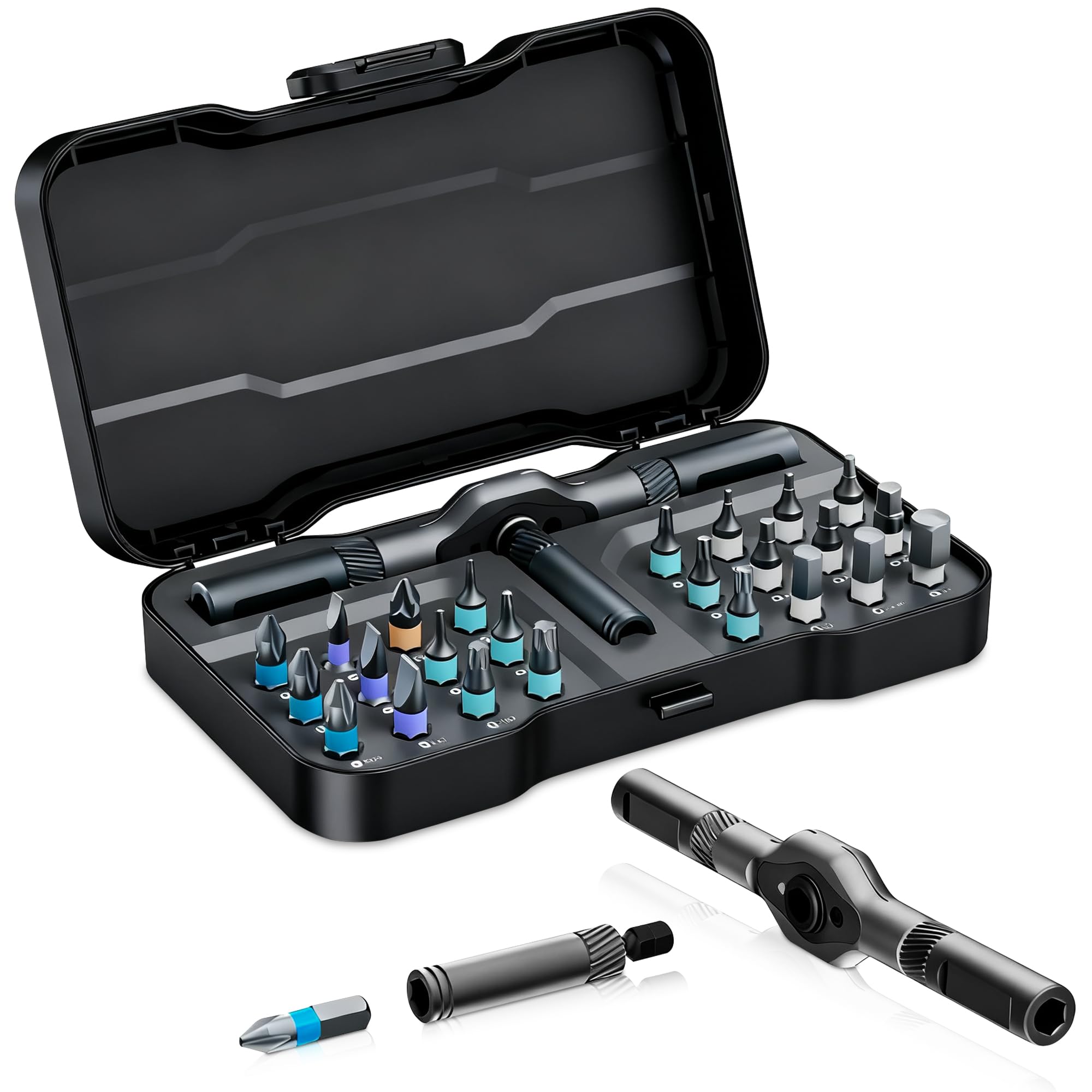 24-in-1 Magnetic Screwdriver Set – High Precision Ratchet Screwdriver Kit with S2 Steel Bits & Ergonomic Aluminium Handle, Furniture Assembly, Home Repair & Car Maintenance