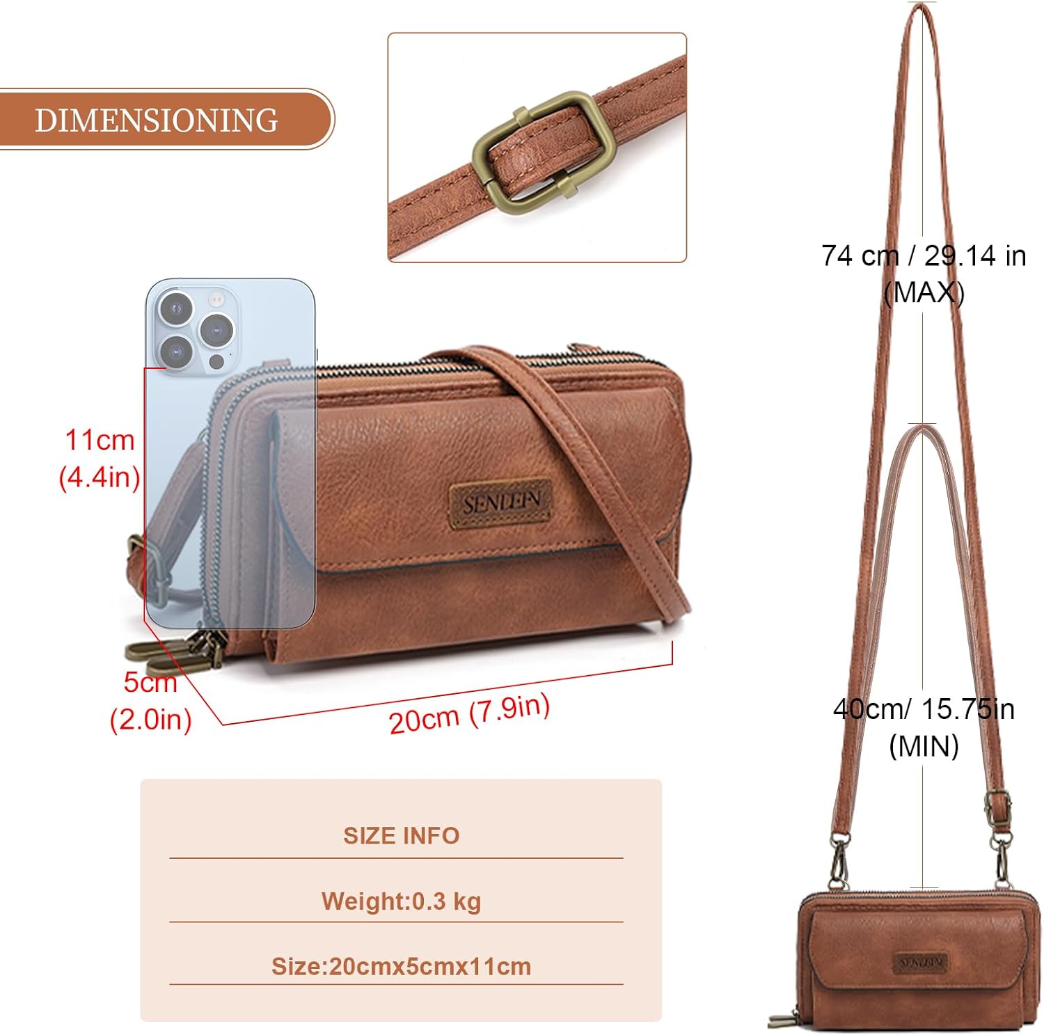 SENDEFN Small Crossbody Phone Purses for Women Vegan Leather Crossbody Bags Shoulder Handbags | Small, Crossbody, Vegan Leather