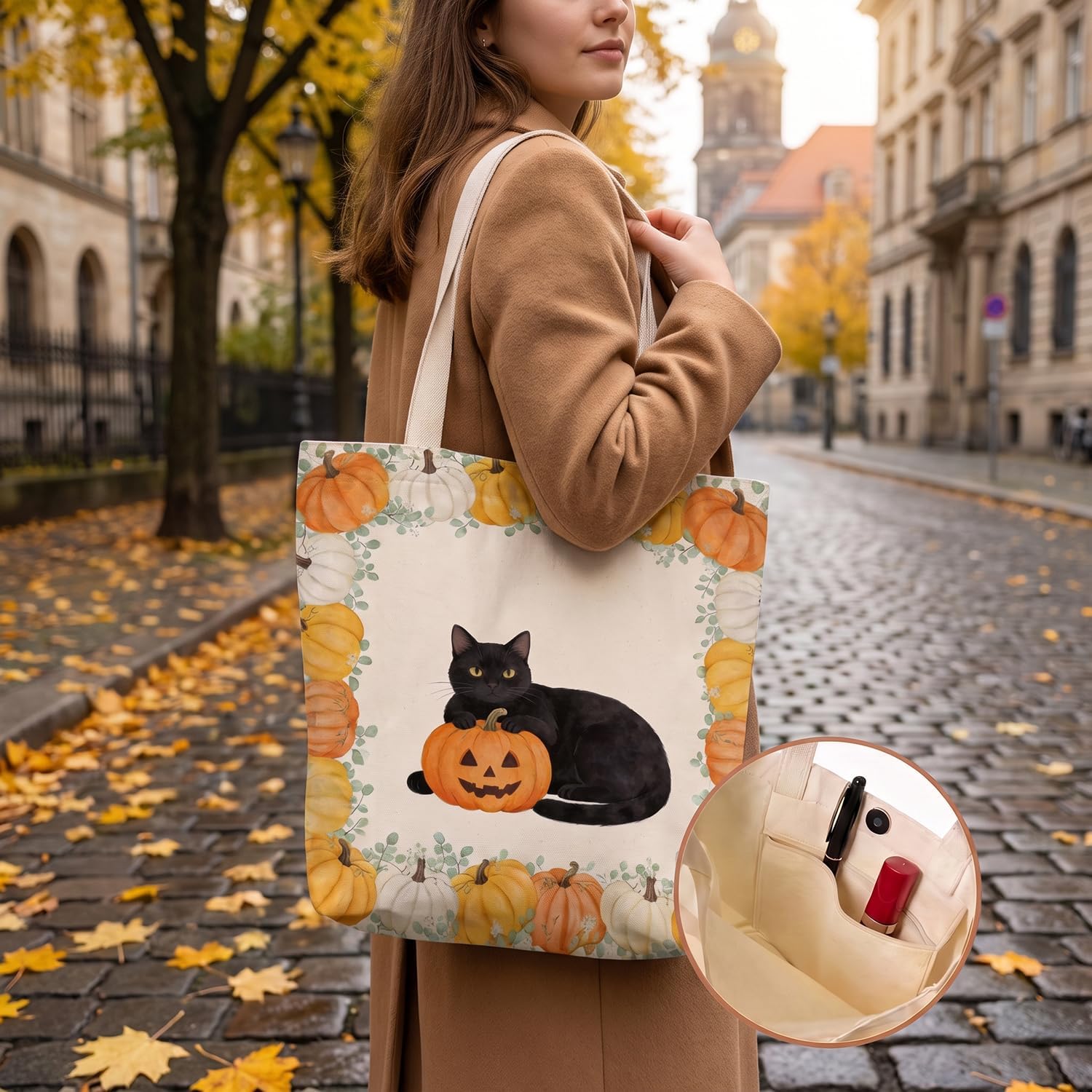 Canvas Tote Bag for Women, Reusable Grocery Aesthetic Bible Shoulder Bag image 2