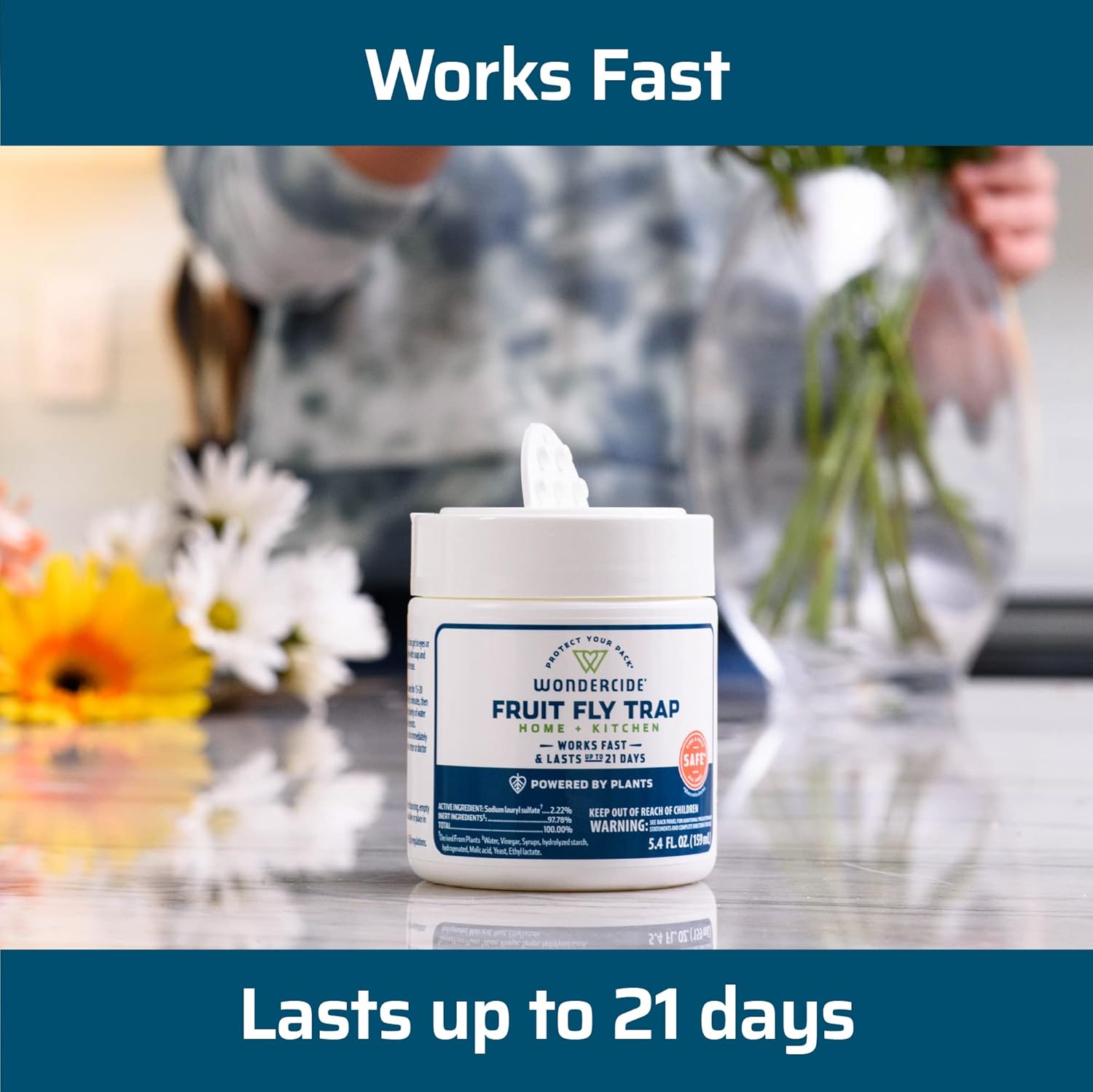 Wondercide - Fruit Fly Trap for Kitchen, Home, and Indoor Areas - Fruit Fly Killer - Pet and People Safe - Made in USA & Plant Based - 5.4 oz - 2 Pack : Patio, Lawn & Garden
