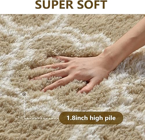 Miniatura 6 de Lascpt Alfombras de área grandes de 6 x 9 pies para dormitorio, alfombra gris claro para sala de estar, alfombras esponjosas de felpa súper suave,