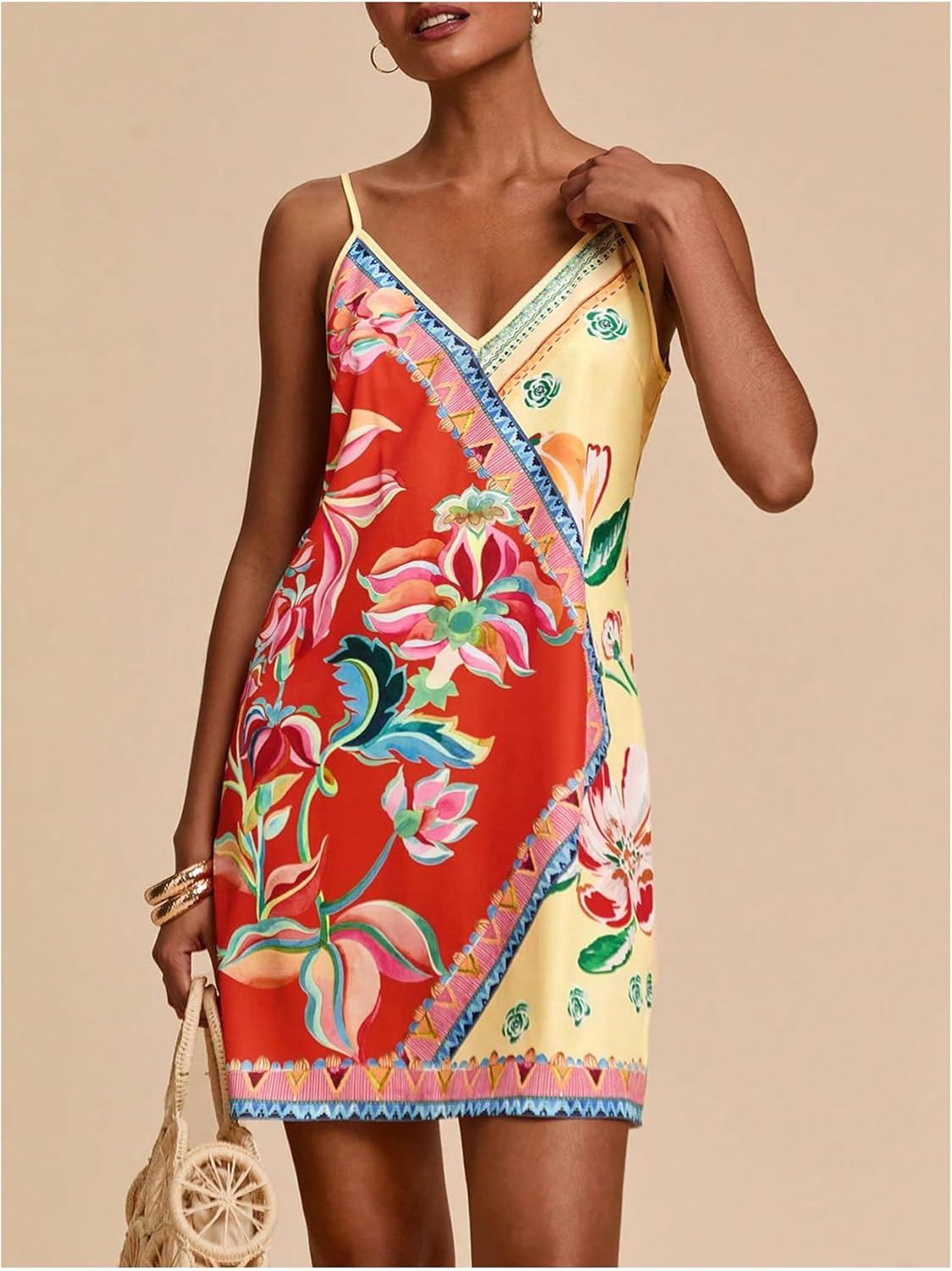 MakeMeChic Women's Floral Cami Dress Spaghetti Strap Sleeveless Boho Beach Dresses - Image 4