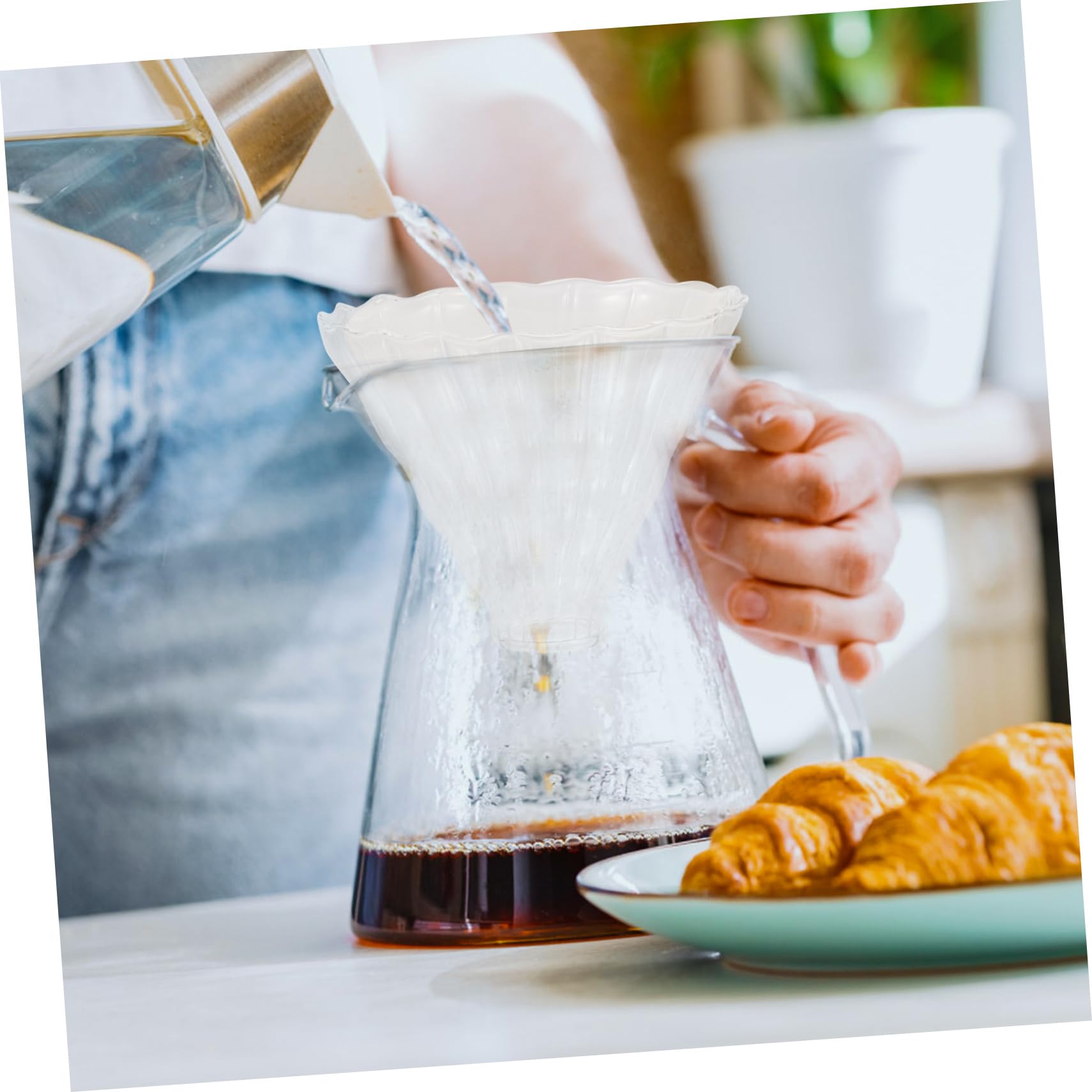 Tofficu Embudo De Vidrio Café Reutilizable Fabricante Filtros Verter Goteo De Café Filtro De Goteo Portavasos Accesorios De Café Embudo De Café 2 Piezas X 4
