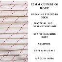 White Tech 12mm Climbing Static Rope Nylon 30 KN Breaking High Strength Industrial Safety Rope, Hiking Climbing Fire Escape Rappelling Construction Height Ideal (12MM 50MTR) gallery image