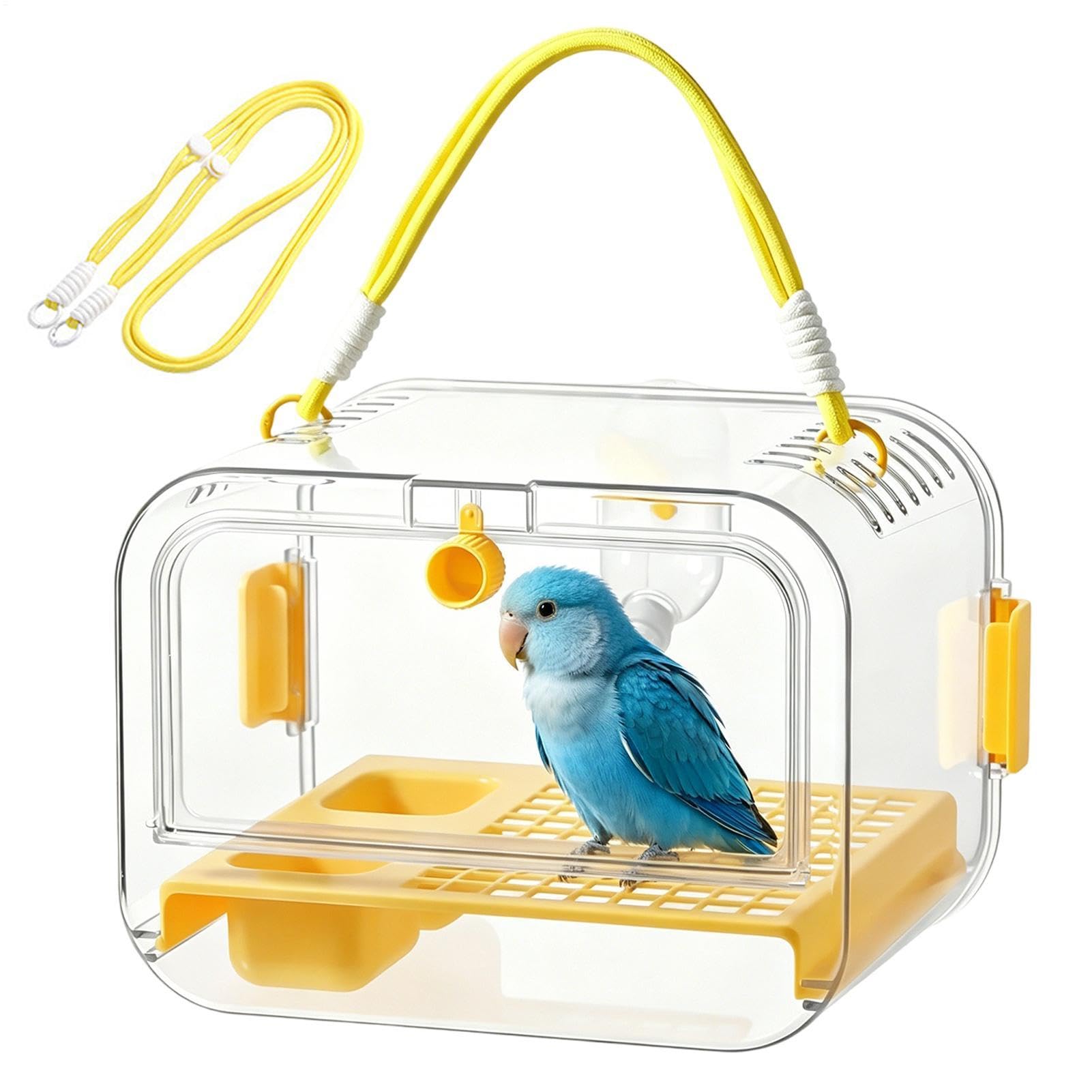 Boîte de transport pour oiseaux perruches cage de voyage extérieure avec gamelle