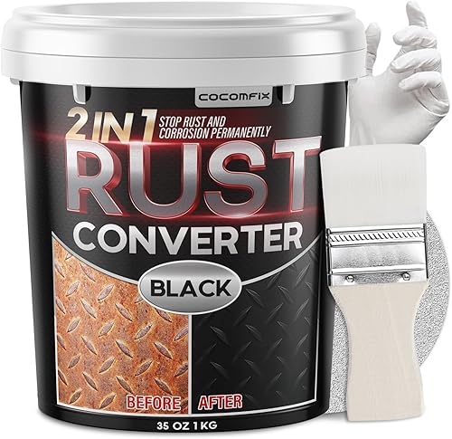 Ultra 2-in-1 Rust Converter Paint & Metal Primer, 35 oz Heat-Stable Rust Reformer & Encapsulator for Frame, Chassis, Trailer, Truck, Paint Directly Over Rust, No-Topcoat Needed, Matte Black