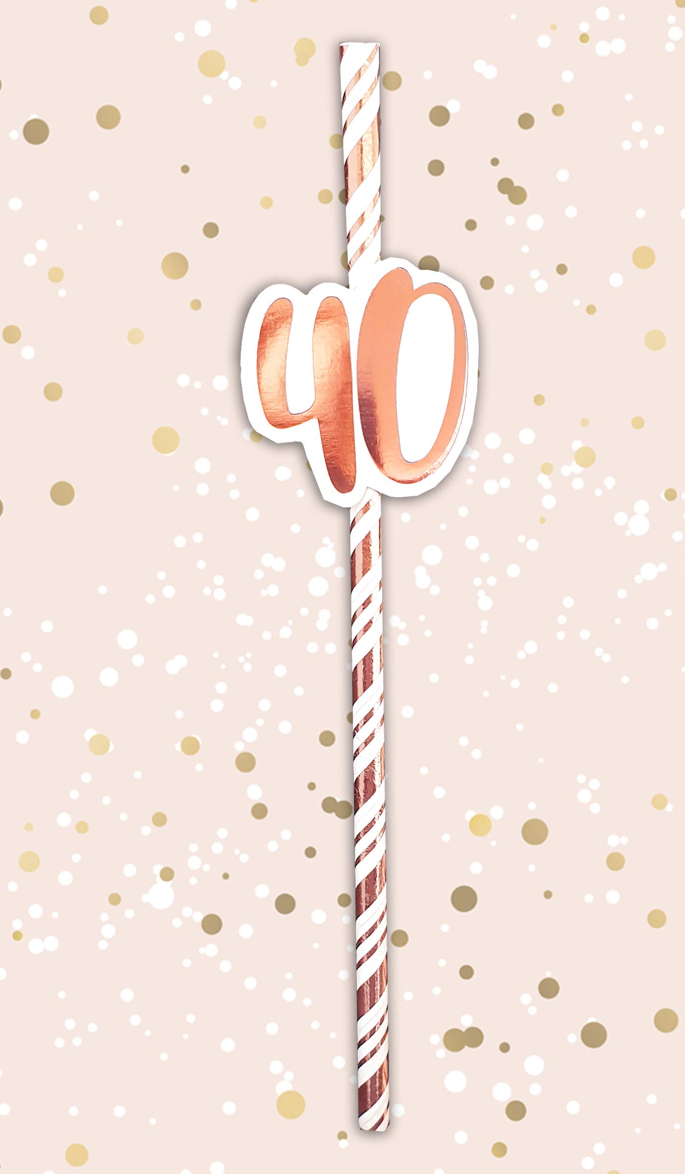 Alandra BirthdaysSTRAW-40 40th Birthday Straws Cream & Rose Gold Metallic, One Size
