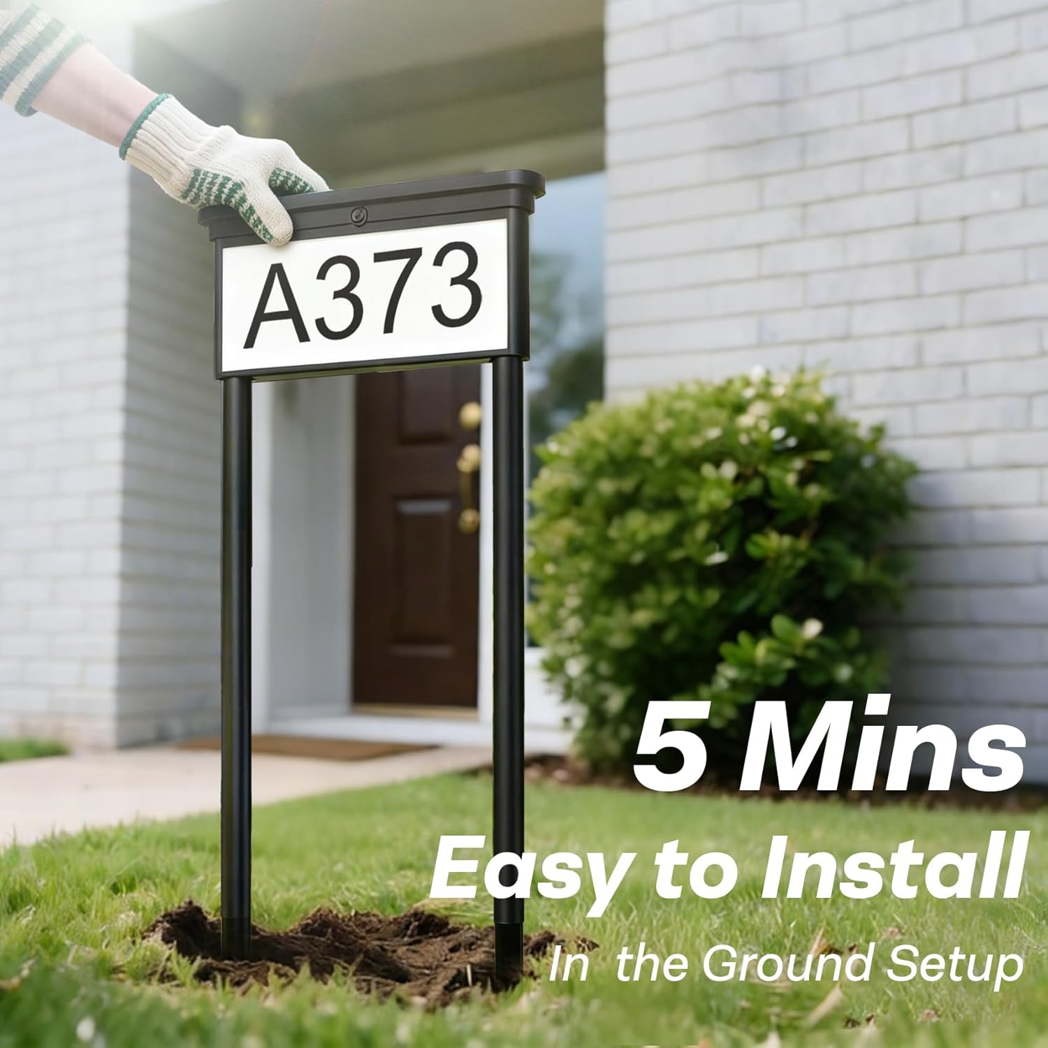 LumiZen Upgraded Solar Address Sign – Solar House Numbers for Outside, Dual-Sided Display, 12 LED Light Modes, Customizable Colors, Waterproof, Easy Installation with Stakes for Yard or Mailbox