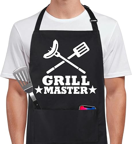 Xornis Delantal divertido 100% de algodón para hombres y mujeres, delantales ajustables con 2 bolsillos, para parrilla, cocina, barbacoa, talla única