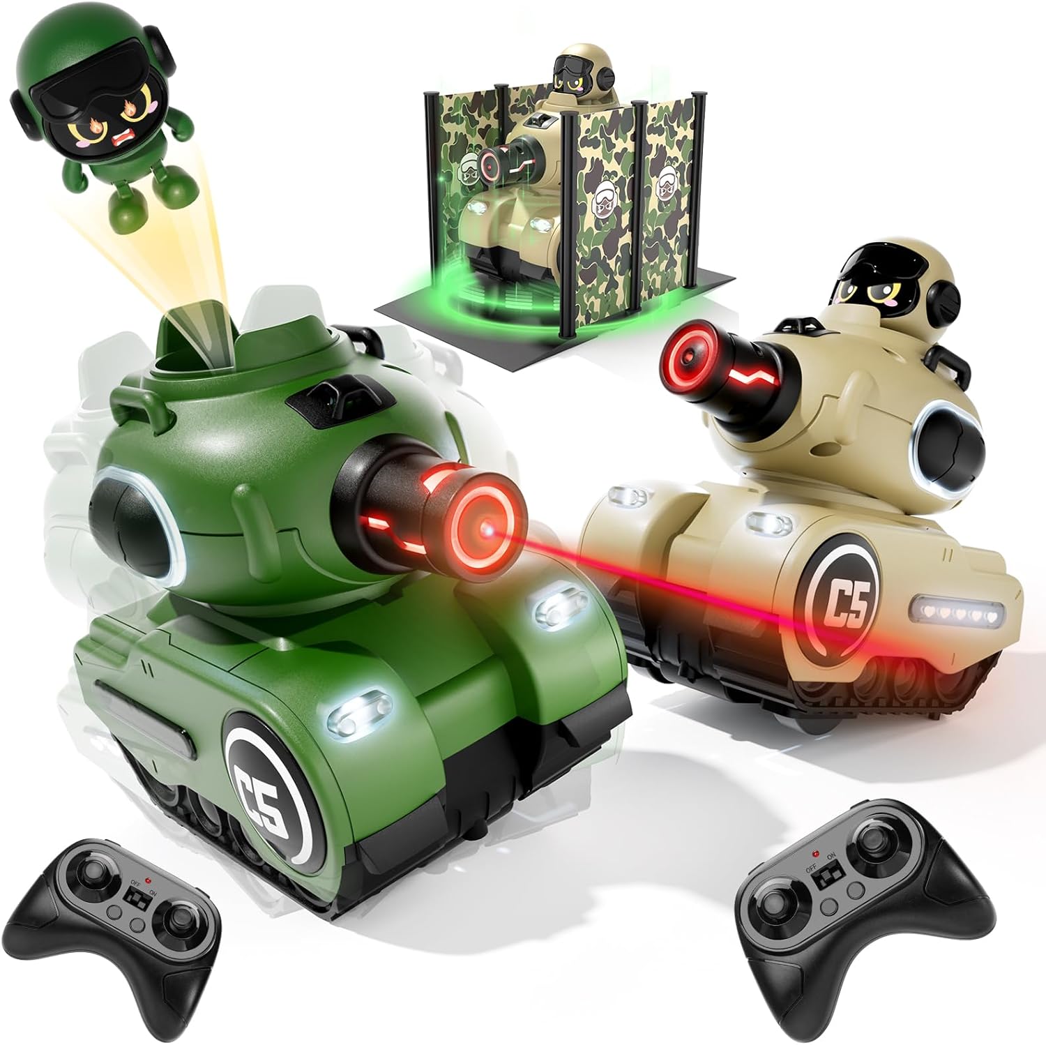 2 Pack Cute Cartoon Remote Control Battle Tanks with Laser tag|Hobby RC Cars Shoot to Ejected Out|Military Army Toys for 6 7 8 Year Old Boys Girls | Christmas Birthday Gifts for Toddler 2 Pack Cute Cartoon Remote Control Battle Tanks with Laser tag|Hobby RC Cars Shoot to Ejected Out|Military Army Toys for 6 7 8 Year Old Boys Girls | Christmas Birthday Gifts for Toddler