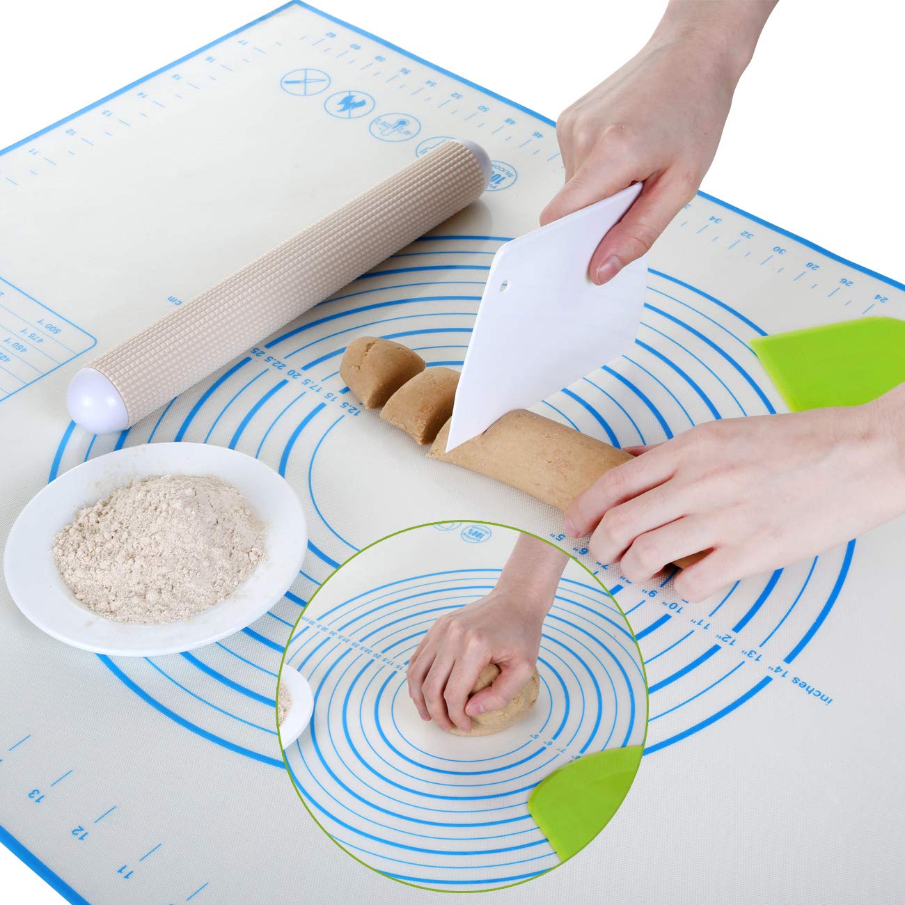 GWHOLE siliconenmat, bakmat, deegmat, anti-virus groen, 60 x 80 cm