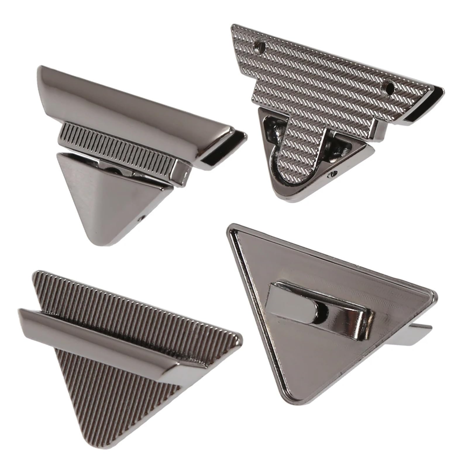PVUVTNAHW 10PCS 4.6CM Metal Triangle Press Lock Twist For DIY Handbag Bag Purse Luggage Hardware Closure Parts(Gun)