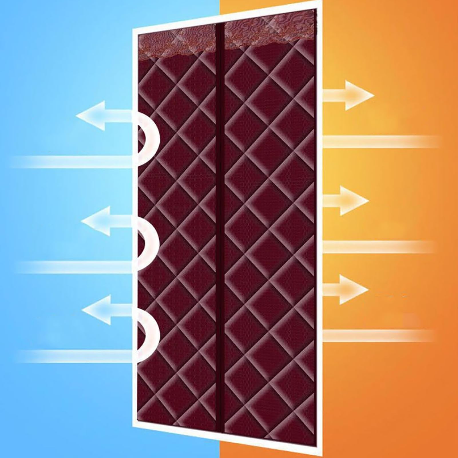 Tenda termica magnetica per porta, in tessuto spesso di bue, antivento e resistente alle intemperie, soluzione a risparmio energetico per cucina, balcone, condizionatore d'aria e riscaldamento