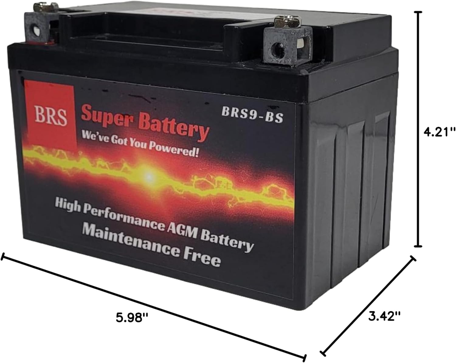 9-BS High Performance Battery For ATV, Dirt Bikes, Gas Powered Scooters - YTX9-BS - 12v 9ah 135 CCA - Sealed AGM Maintenance Free