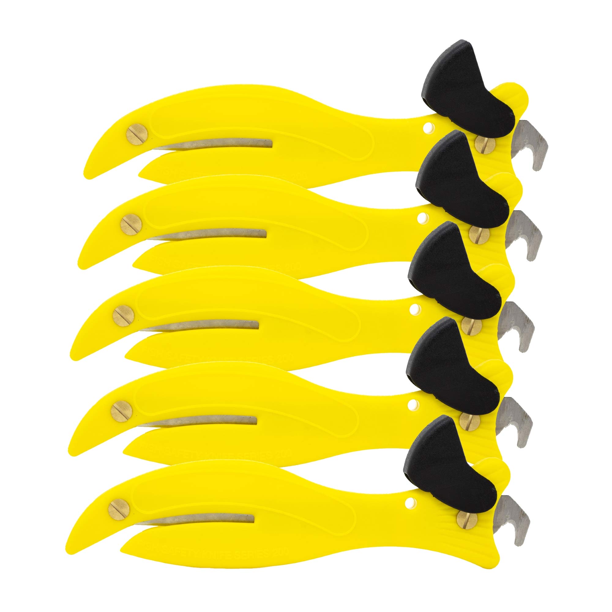 Fish 200 Yellow Original Enclosed Blade Safety Box Cutter Set Of 5