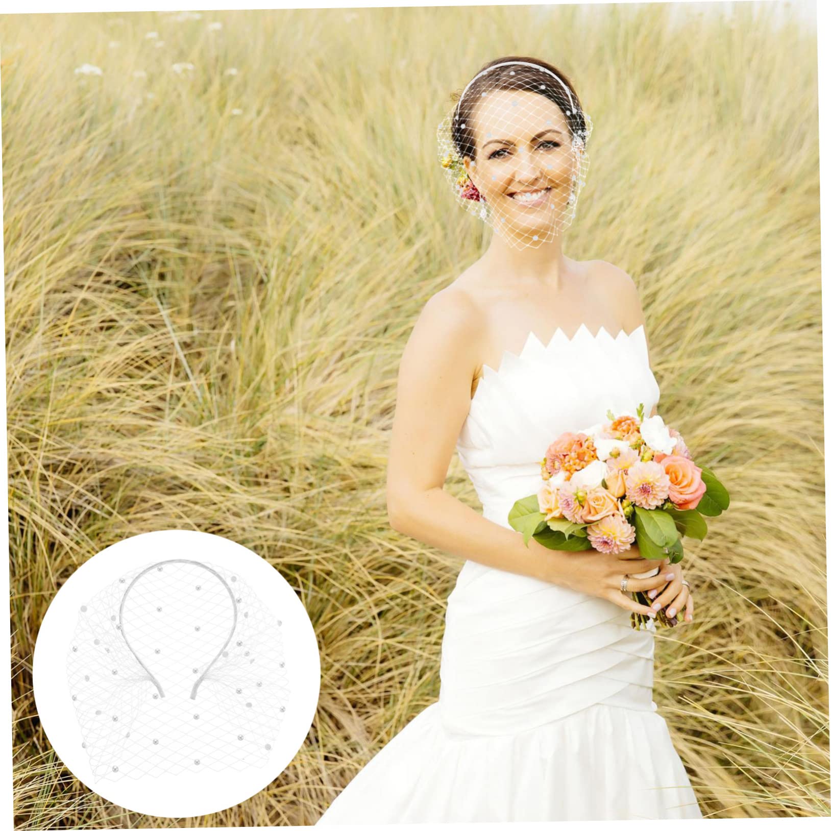 LIFKOME 5 Piezas velo de novia diademas accesorios para el cabello de baile tocado de boda para novia velo para la cara velo de niñas velo con diadema de malla diadema nupcial Metal