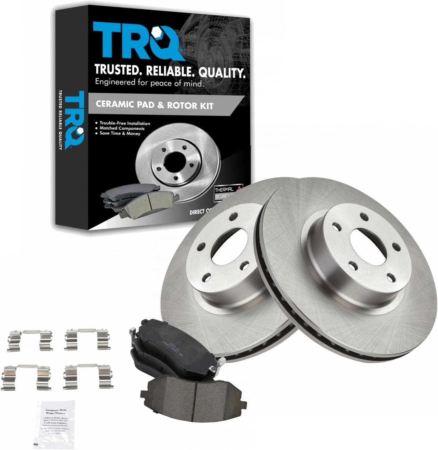 TRQ Front Brake Pad & Rotor Kit Brake Pads Brake Rotor Ceramic Compatible with 2005-2006 Saab 9-2X 2002-2010 Subaru Impreza 2002-2005 Legacy BKA10811
