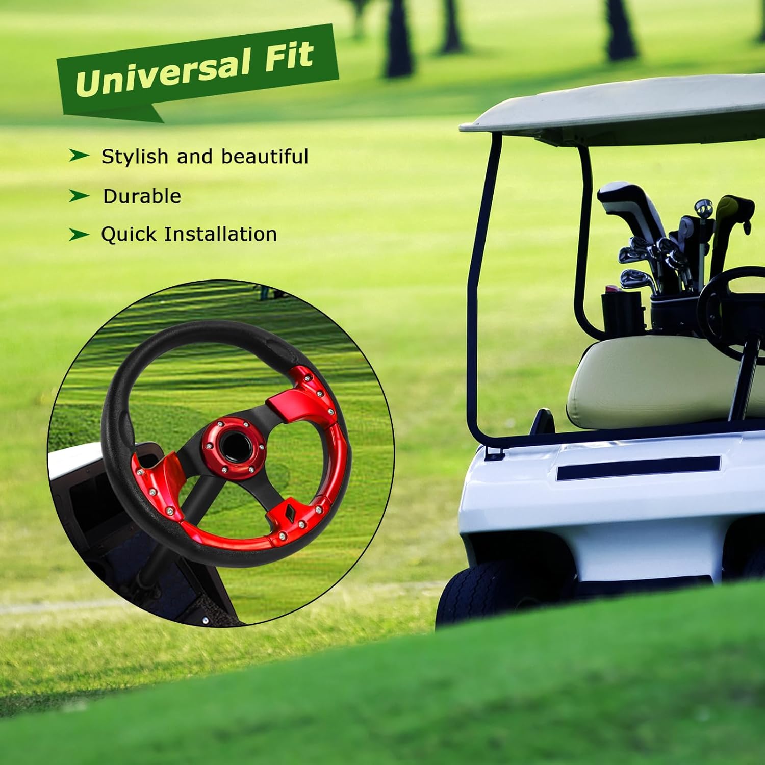 Universal Golf Ergonomic Fit for Club Car DS and Club Car DS Precedent EZGO Yamaha Golf (5156A-red)