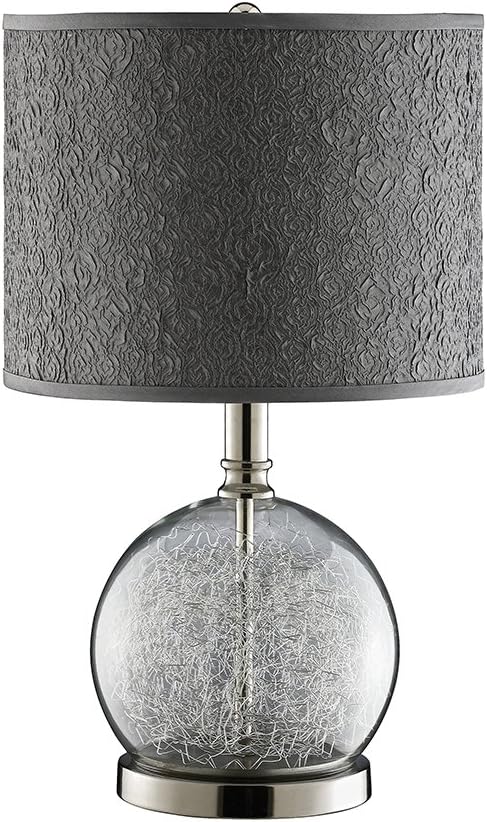 Super Big Clearance! Stein World 947328 Watt Clear Glass Accent Lamp Room With Wire Filled Globe and Polished Chrome Base , Gray , 13D x 13W x 22H