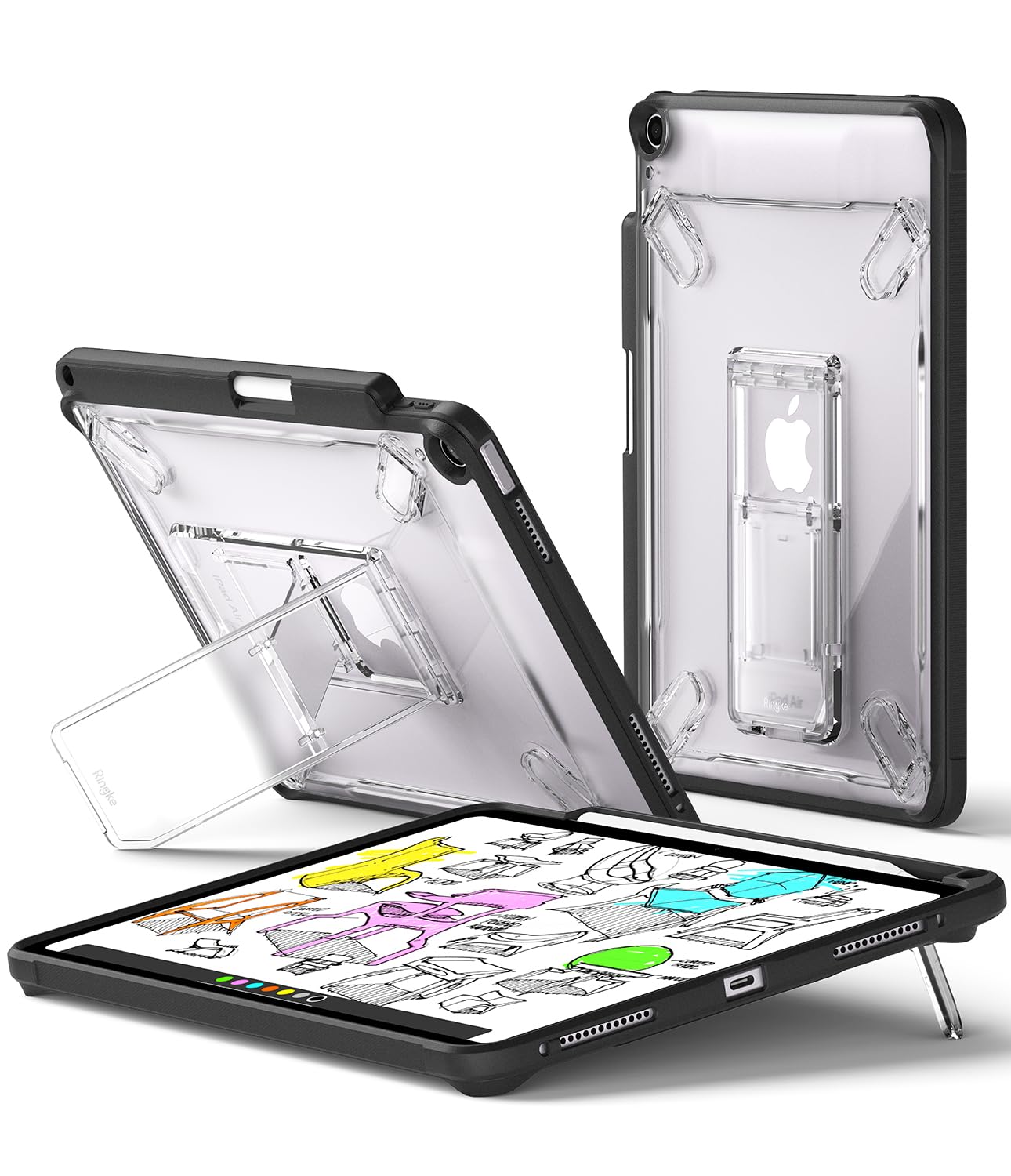 Ringke Fusion Sketch Stand für iPad Air 11 Zoll Hülle (M4, 2026 / M3, 2025 / M2, 2024), iPad 5./4. Generation (10,9 Zoll) mit Stifthalter, Anti-Vergilbung Stoßfest mit Integriertem Ständer - Black