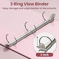 Vista 3 de SUNEE Carpeta de 3 anillos de 1 pulgada, paquete de 4 carpetas Clear View de 1 pulgada, tres anillos sin PVC (se ajusta a 8.5 x 11 pulgadas)