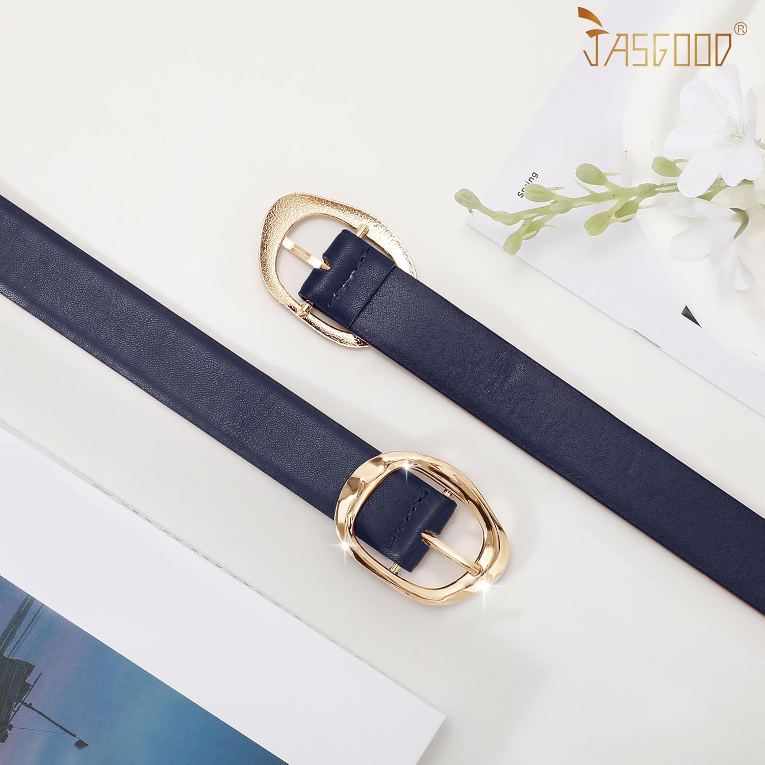 JASGOOD 3 Pack Women Belts for Jeans Pants Ladies Leather Waist Belt Casual Fashion Trend Belt for Women with Gold Buckle - Image 4
