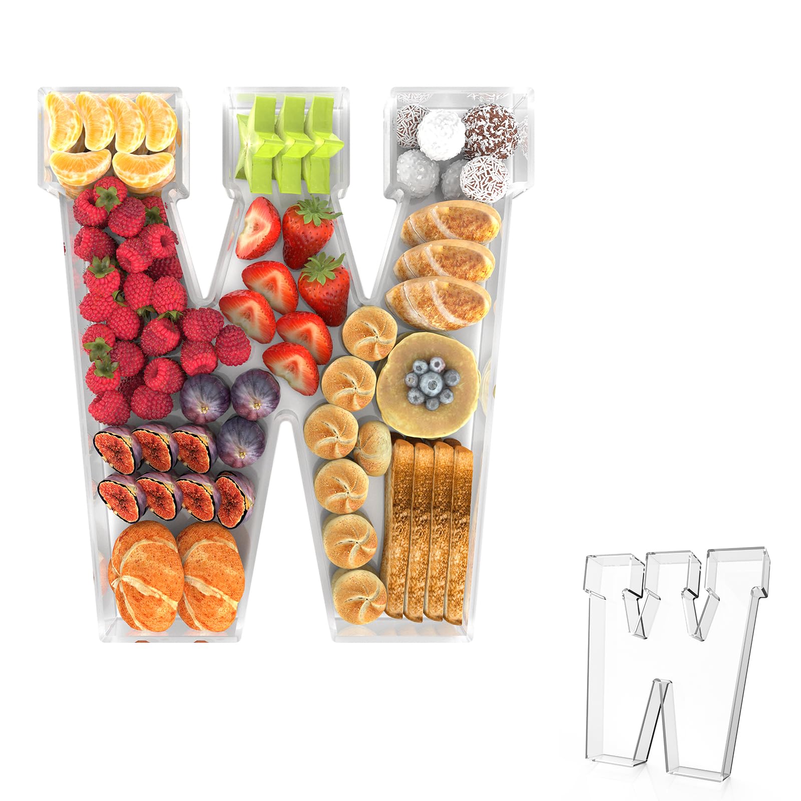 13.8" Acrylic Letter Charcuterie Tray,Fillable Alphabet Box (Letter W)