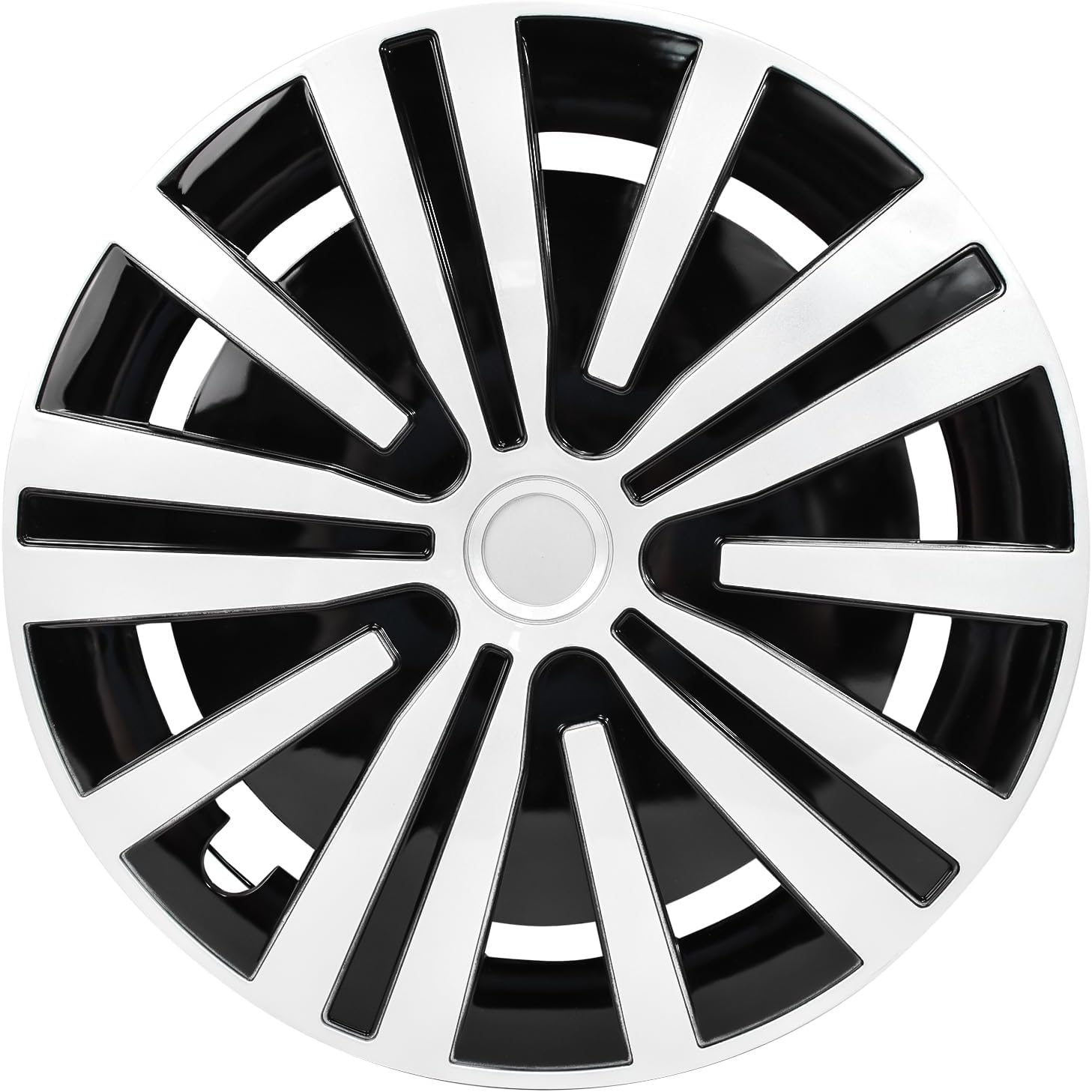 Hex Autoparts 16" Universal Hubcaps Wheel Covers Set of 4 – BG Style Snap-On Hub Caps for 16 Inch Steel Wheels, Fits Most Cars, Sedans & SUVs (Black & Silver)