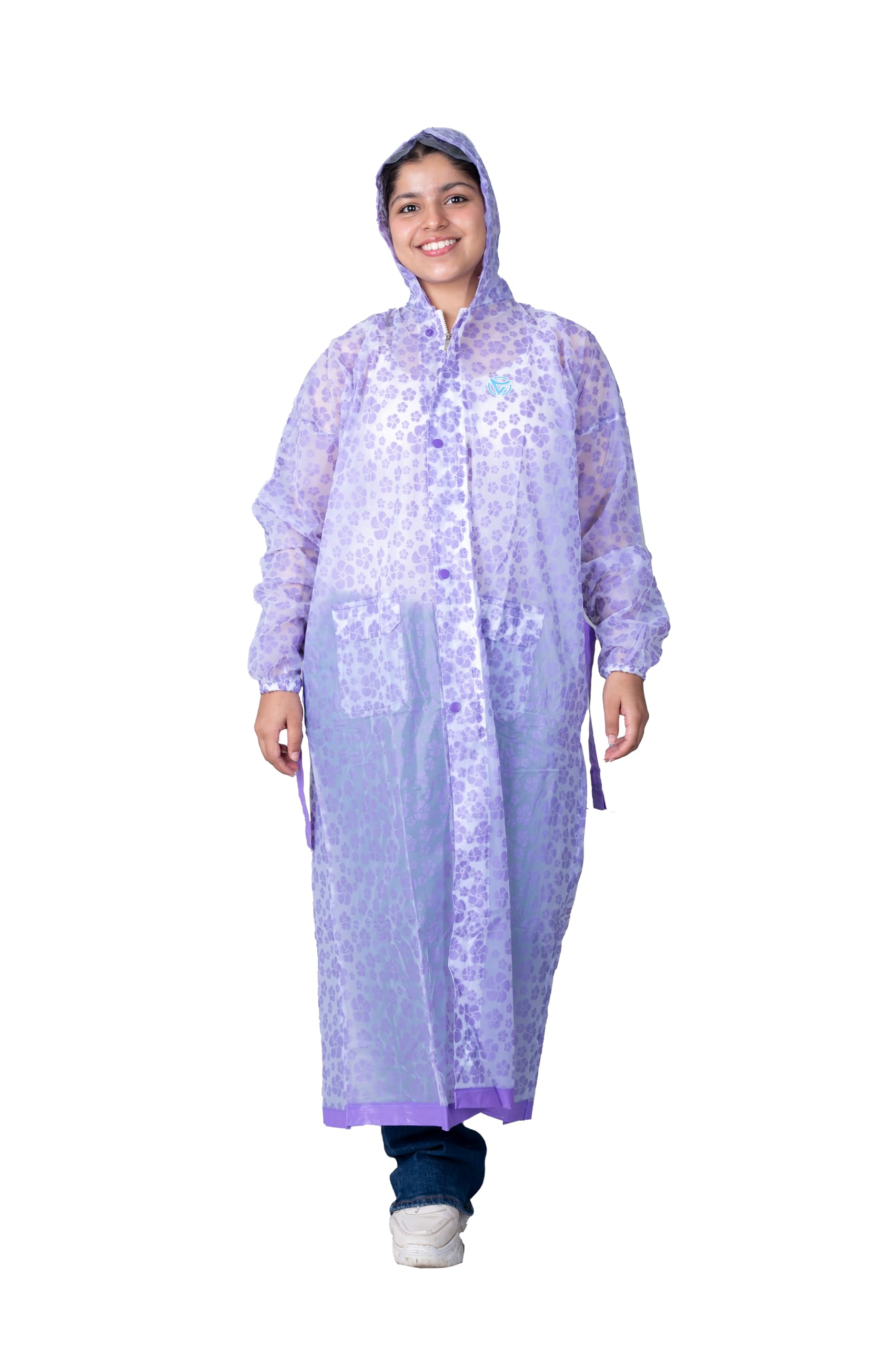 varsha rain wear VARSHA-Contrast Flower PVC Ladies Raincoat (L-195)-picture-20