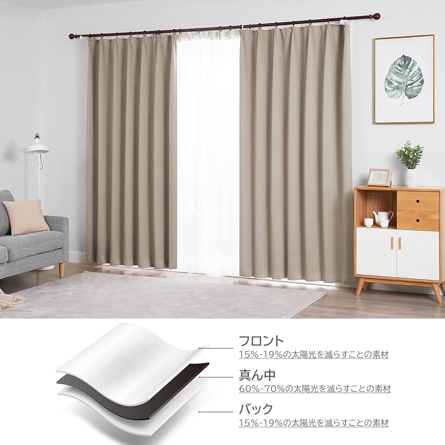 Amazon｜Hansleep カーテン 1級遮光 4枚セット 幅100cm丈110cm