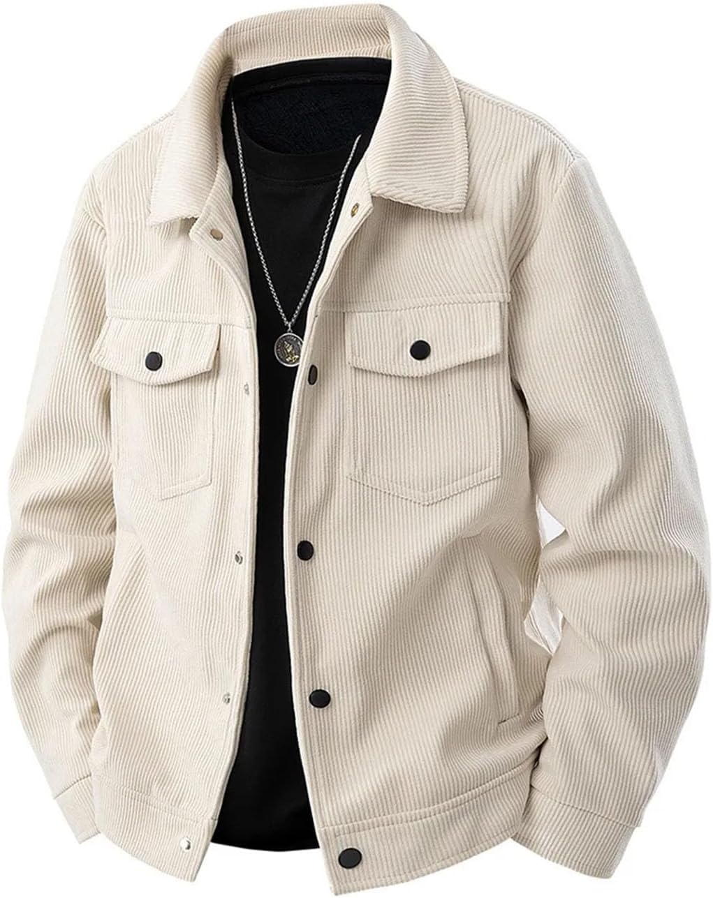[HEYDHSDC] 男性コーデュロイカジュアルジャケットは複数のポケットを育てるカーゴジャケットルーズツールコート
