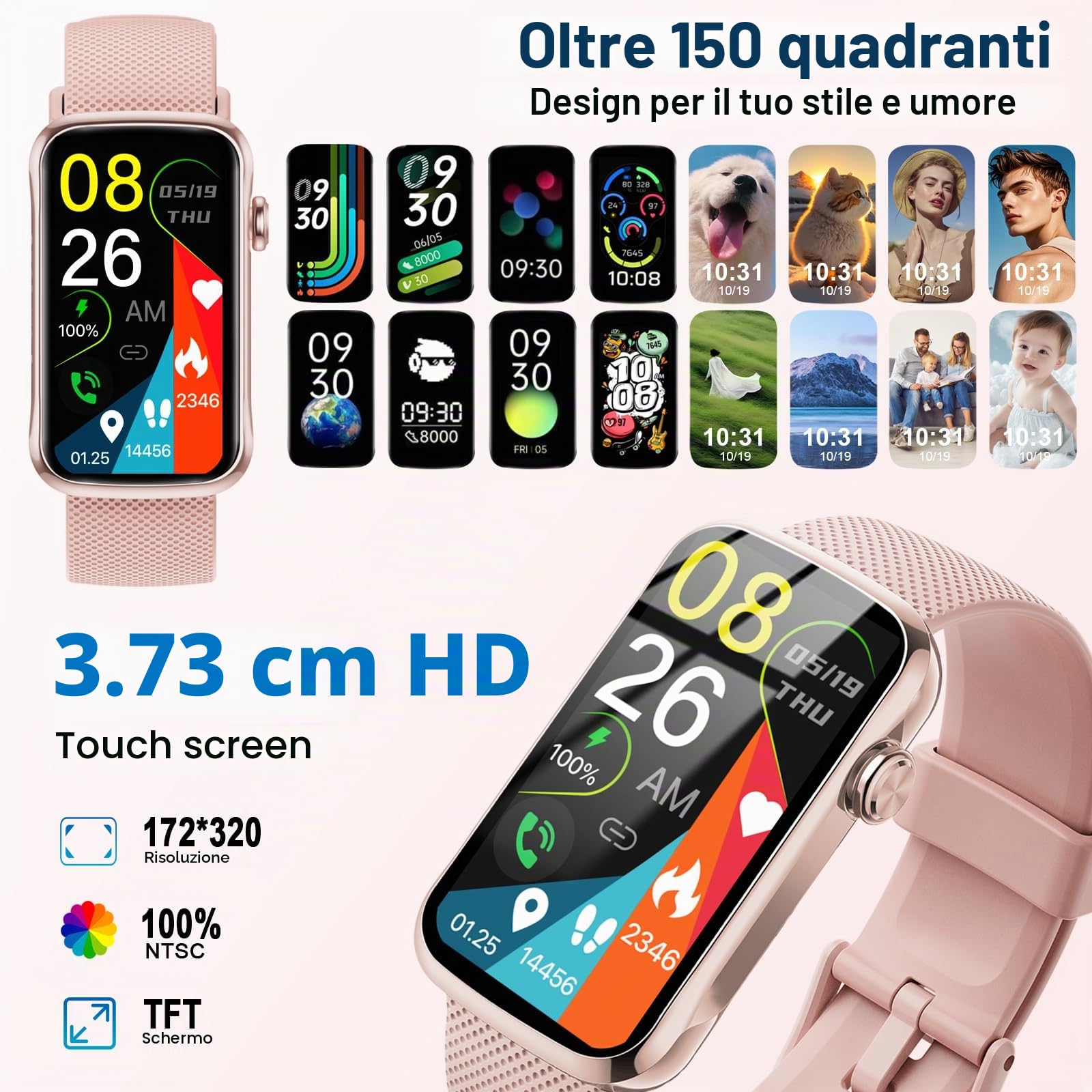 Fempoin Smartwatch Donna Uomo, 1.47” HD Orologio Smartwatch, 110+ Modalità Sportive Smart Watch con Sonno/ SpO2/ 24H Cardiofrequenzimetro, Impermeabile IP68 Fitness Tracker per Android iOS