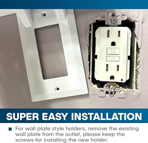 Miniatura 6 de Soporte para cepillo de dientes eléctrico, montaje en pared, compatible con Sonicare con 2 cargadores, se monta solo en una sola toma GFCIDecora.