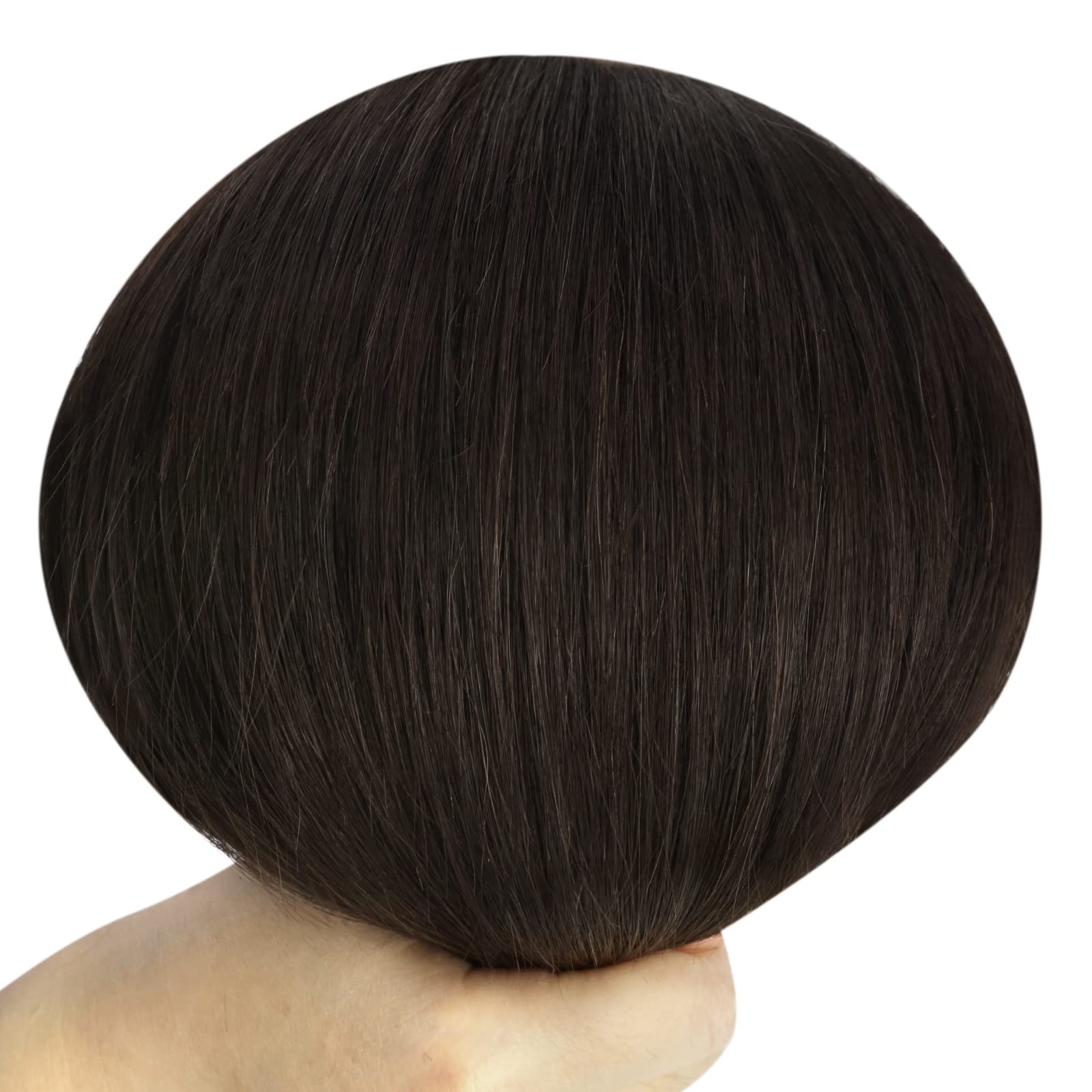 YoungSee Wire Hair Extensions Brown Human Hair Wire Extensions Darkest Brown Blend Naturally One Piece Hair Extensions Real Human Hair Silky Straight 80G 16Inch — view 7