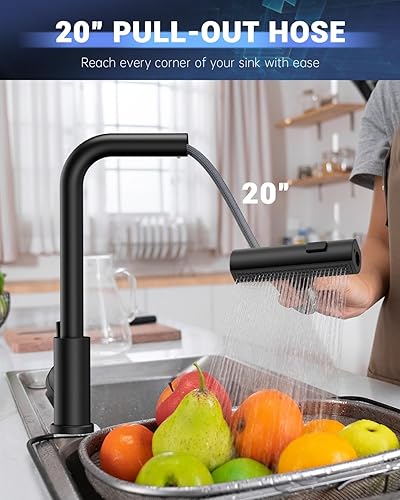 Vista 41 de APPASO Grifo de cocina sin contacto con rociador extraíble, grifo de fregadero de cocina con sensor de movimiento en cascada, grifo de fregadero
