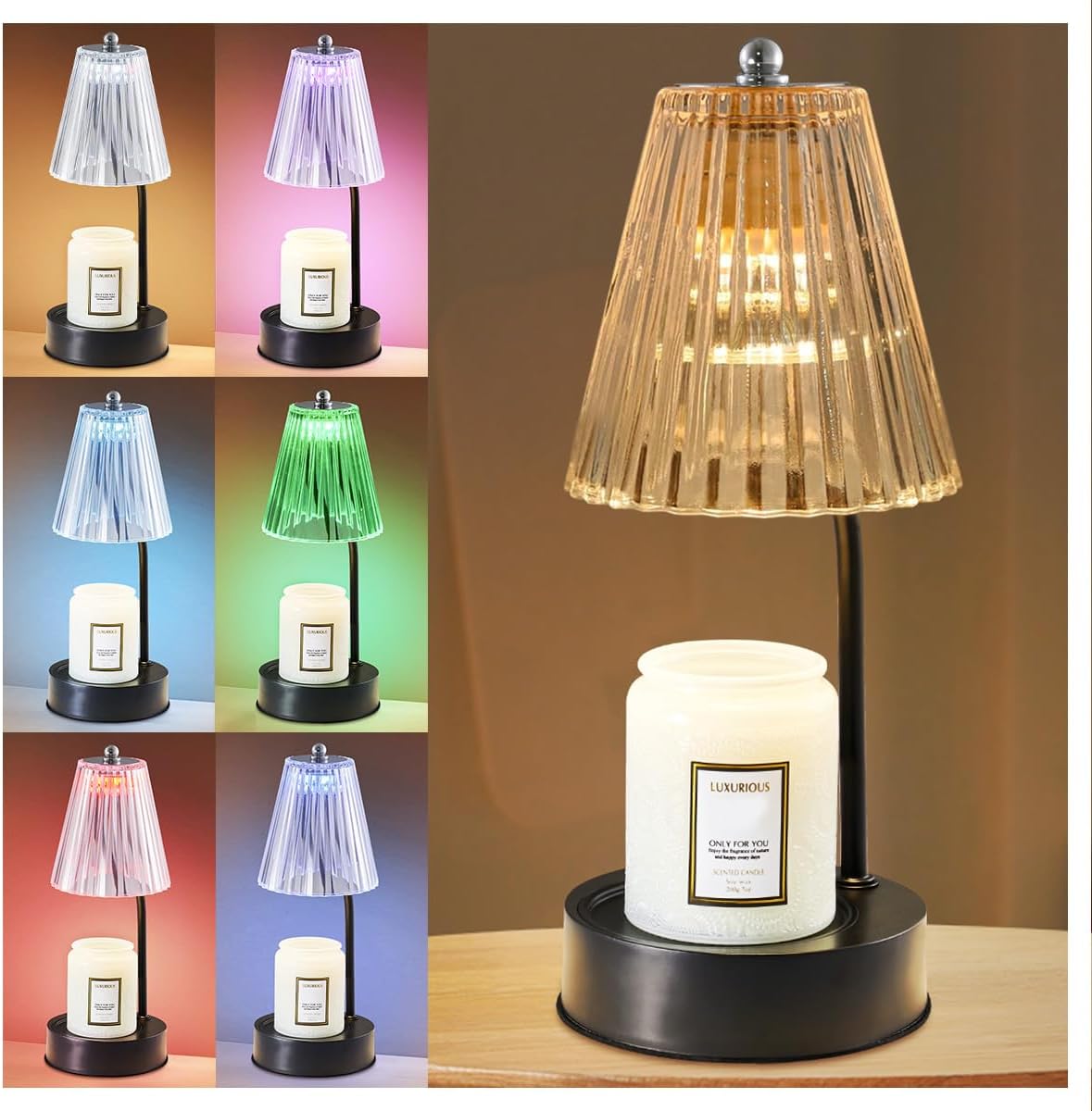 Candle Warmer Lamp with 7 Colors Moon Lamp ,Electric Candle