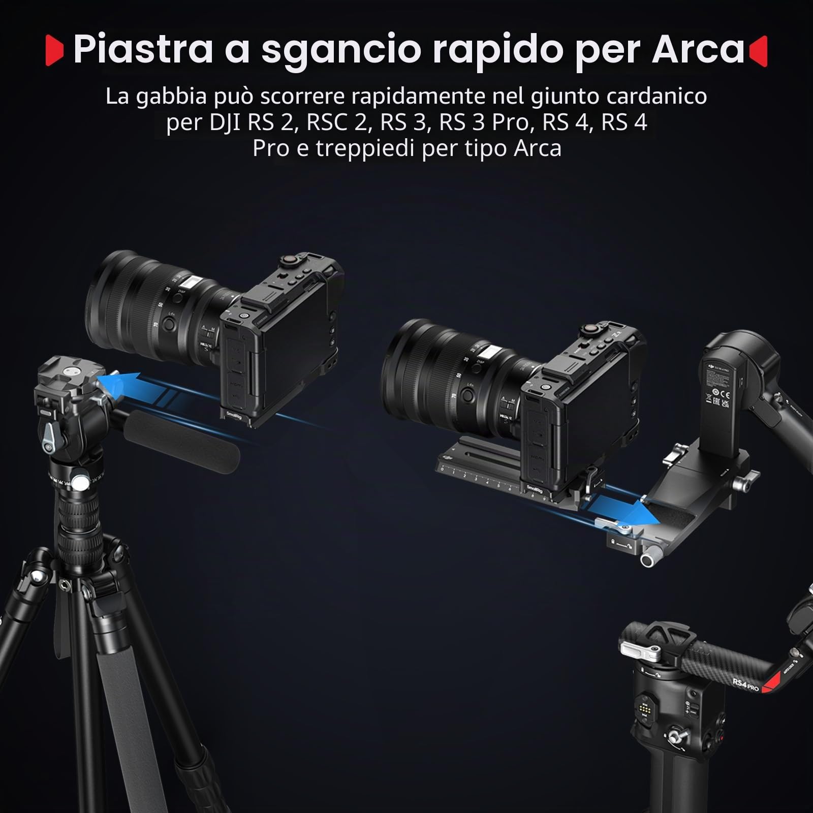 SMALLRIG Gabbia per Fotocamera Nikon ZR con Impugnatura in Silicone e Morsetto per Cavo HDMI, Gabbia Completa in Lega di Alluminio, Piastra a Sgancio Rapido Integrata per Arca -5467
