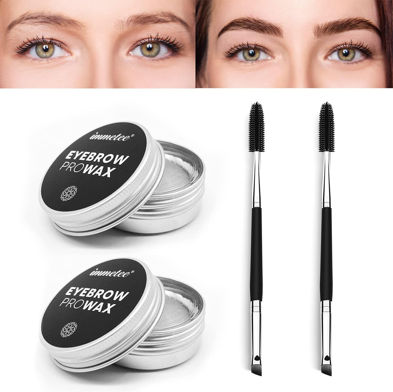 immetee Eyebrow Wax, Brow Soap Kit Eyebrow Styling Wax, Long Lasting Waterproof 4D Brow Freeze, Professional Eyebrow Enhancer Gel Makeup Balm -15g(1PC+Brush)