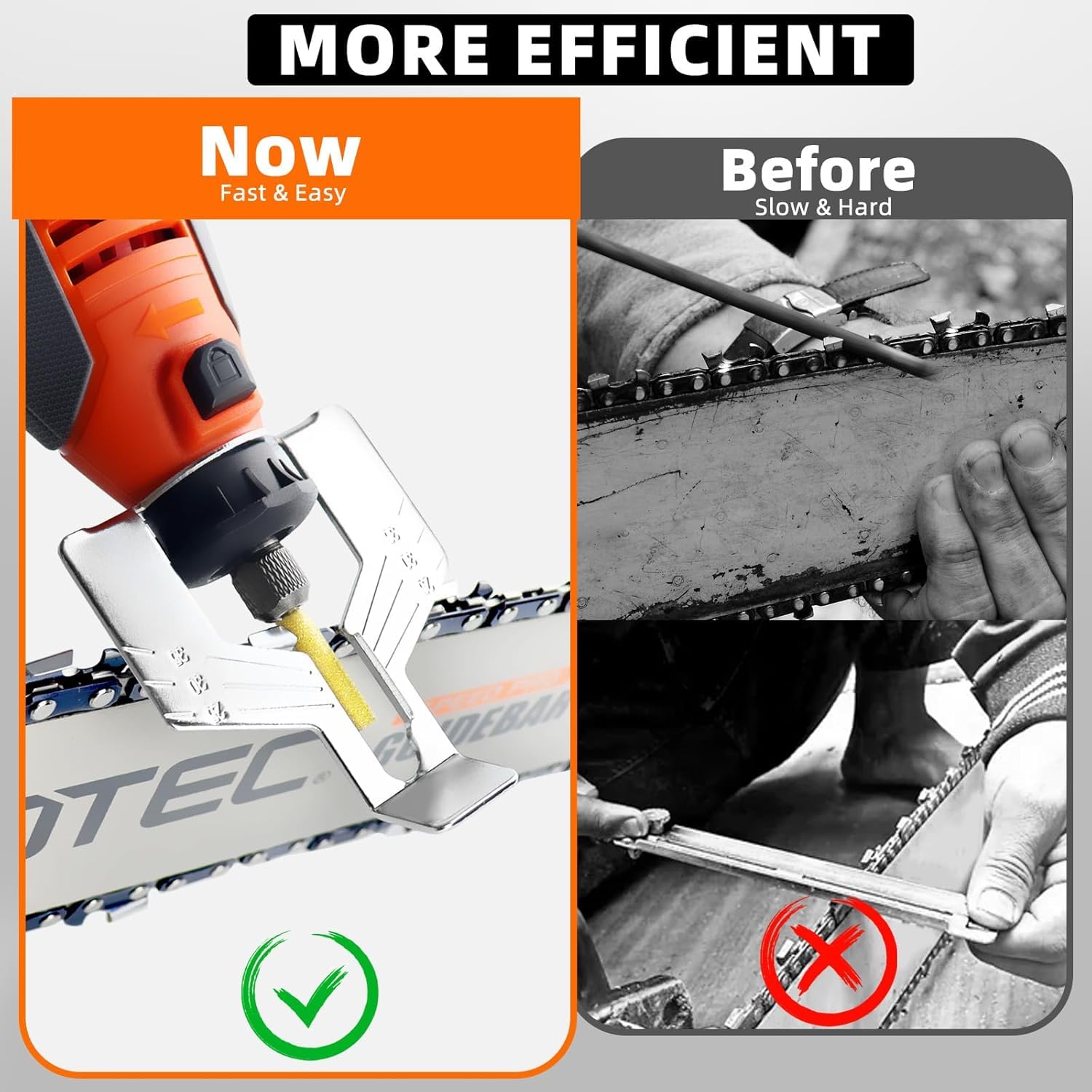 NEOTEC Electric Chainsaw Sharpener Kit Multi-Purpose Chain Saw Sharpener Tool with 6 Titanium-Plated Diamond Bits Saves Time Easy to Use De Cadena De Motosierra for all Chainsaw Chains