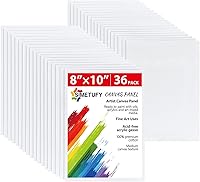 Simetufy 36 Pack 8x10 Inch Primed Canvas Boards - Acid-Free 100% Cotton Panels for Acrylic Oil Watercolor Painting