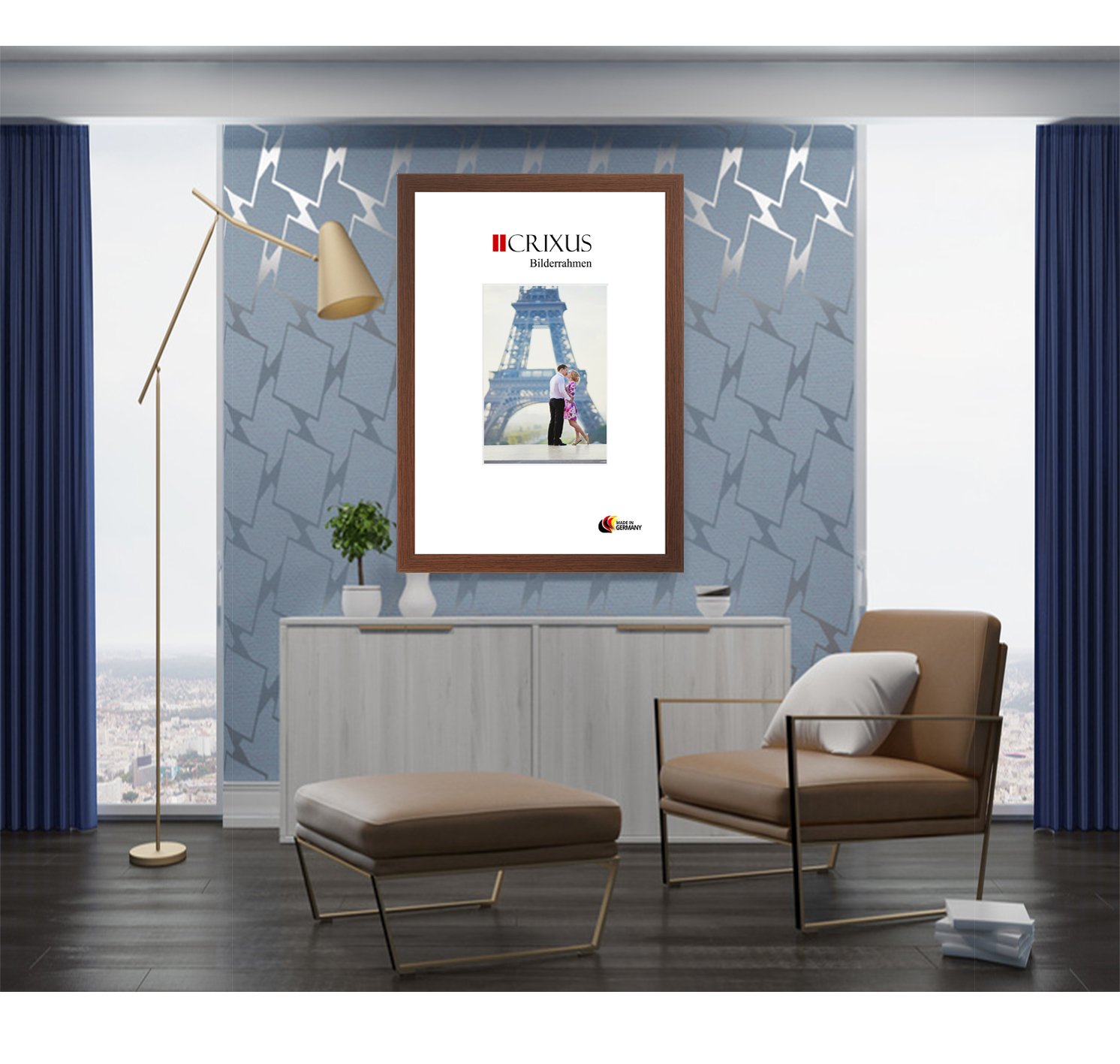 FRAMO 35mm custom dimensioned frames voor 41 cm x 10-150 cm afbeeldingen, Handgemaakte MDF frame met breukbestendige anti-reflex kunstglas ruit en stevige MDF rug, framebreedte: 35 mm