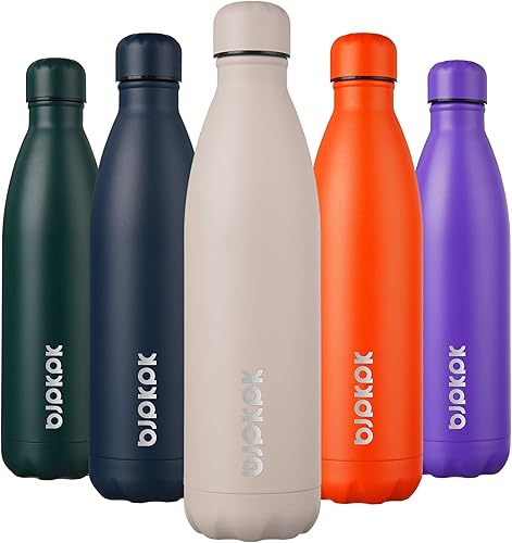 Miniatura 59 de BJPKPK Botellas de agua aisladas de 17 onzas, botellas de agua deportivas de acero inoxidable que mantienen el frío y el calor para viajes, aptas