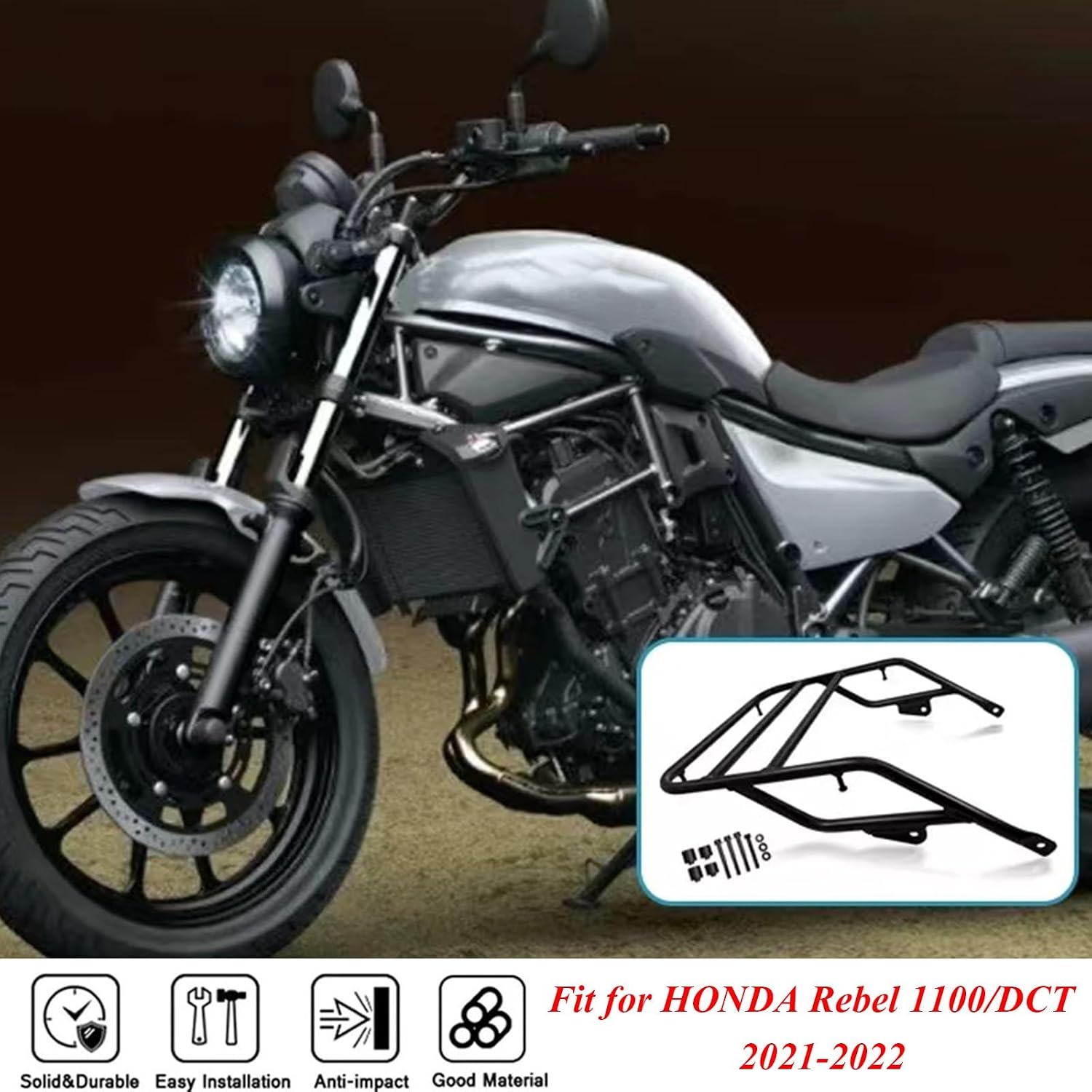 Motorcycle Rear Luggage Rack Compatible with Honda Rebel 1100/DCT 2021-2022 Rear Tail Storage Rack Top Box Holder Support Bracket Cargo Carrier Motorbike Accessories for Tail Top Case, Helmet