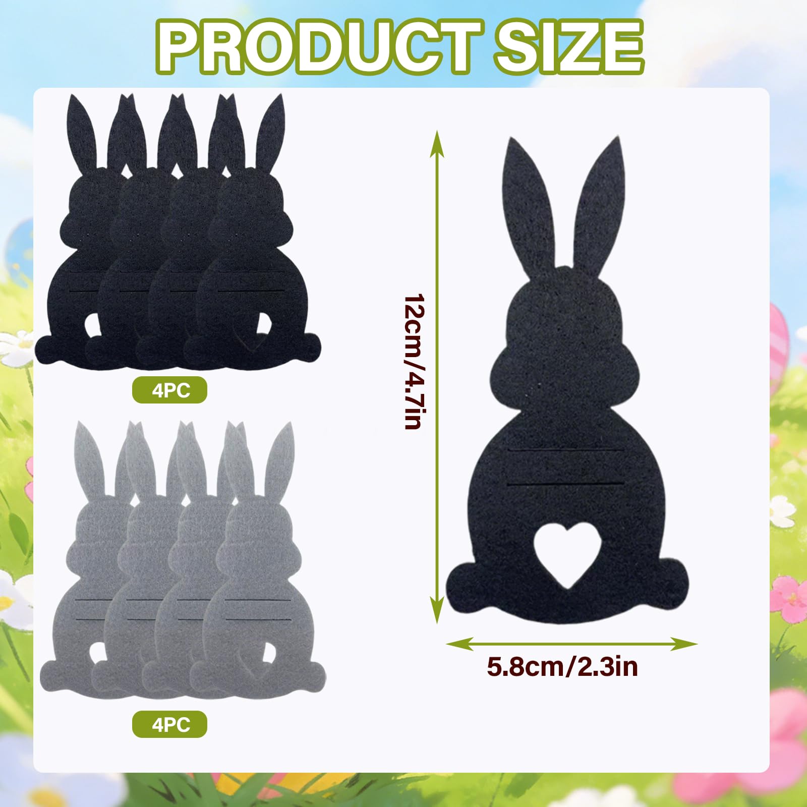 Pack of 8 Easter Money Gifts, Funny Easter Bunny Felt Decorations - Image 2